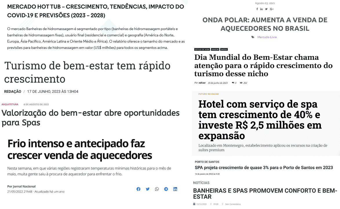 Depoimentos do impacto dos benefícios da hidromassagem